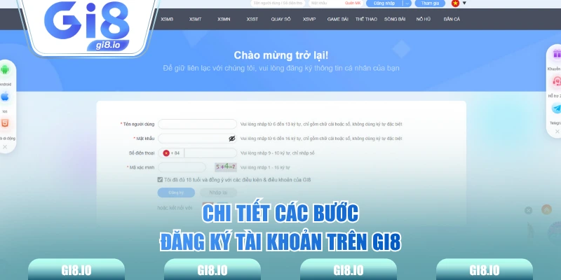 Chi tiết các bước đăng ký tài khoản trên GI8
